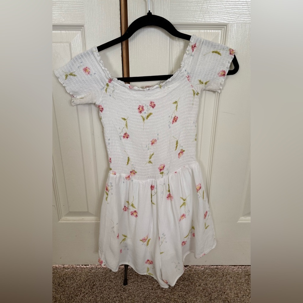 Lottie Moss White Floral Smocked Romper Size Small Cottagecore